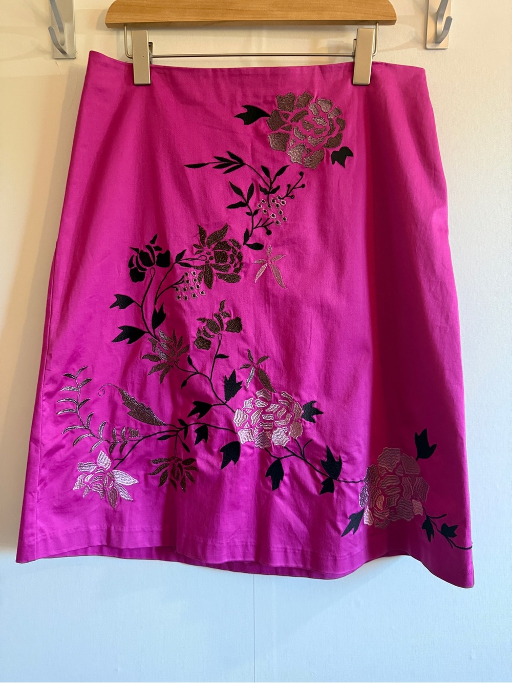 Ecologie Y2K Fuchsia Pink Embroidered Floral A-Line Skirt Size 12